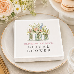 Fresh Off the Market Floral Jar Bridal Shower Napkins