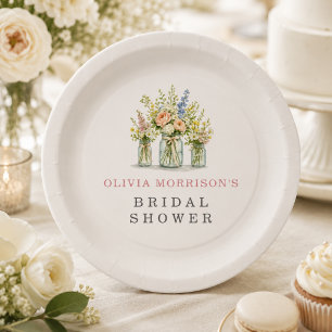 Fresh Off the Market Floral Jar Bridal Shower Paper Plates