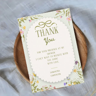 Fresh off the market floral stripes bridal shower thank you card