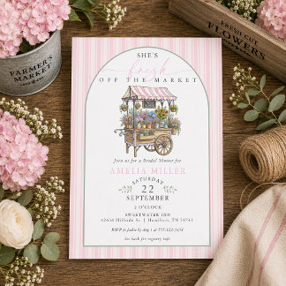 Fresh Off The Market Flower Cart Bridal Shower Invitation