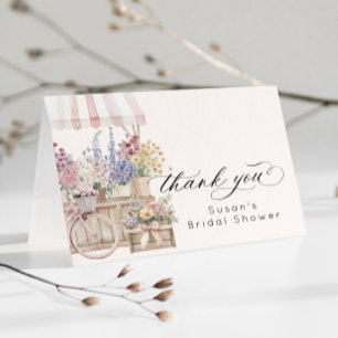 Fresh Off the Market Flower Cart Bridal Shower Letterpress Thank You Card