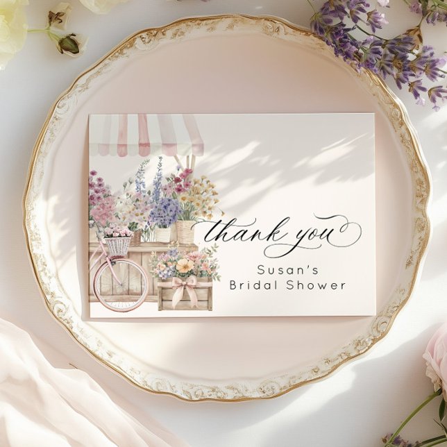 Fresh Off the Market Flower Cart Bridal Shower Thank You Card (Creator Uploaded)