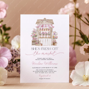 Fresh off the Market Flower Purple Bridal Shower  Invitation