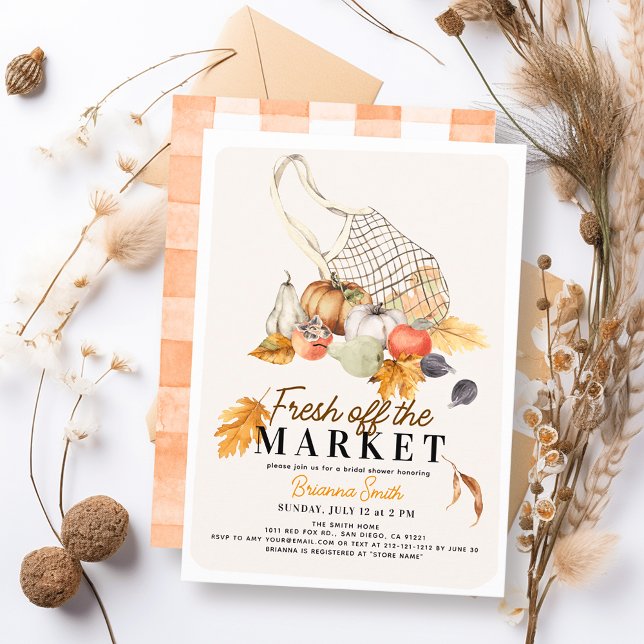 Fresh Off the Market French Bag Fall Bridal Shower Invitation (Creator Uploaded)