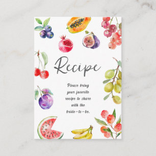 Fresh Off The Market Fruits Bridal Shower Recipe Enclosure Card
