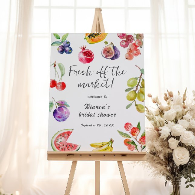 Fresh Off The Market Fruits Bridal Shower Welcome Foam Board (Creator Uploaded)
