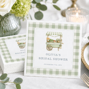 Fresh Off the Market Gingham Bridal Shower Napkins