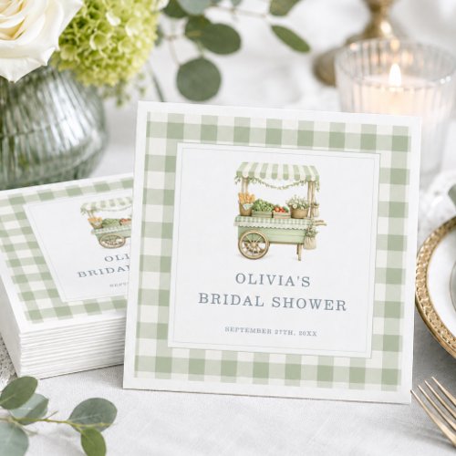 Fresh Off the Market Gingham Bridal Shower Napkins