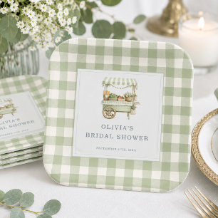 Fresh Off the Market Gingham Bridal Shower Paper Plates