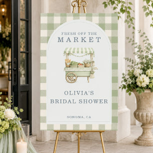 Fresh Off the Market Gingham Bridal Shower Welcome Foam Board