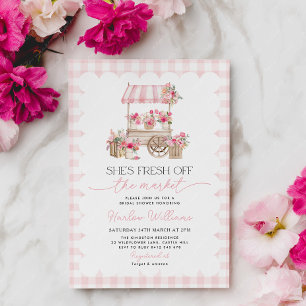 Fresh off the Market Gingham Market Bridal Shower  Invitation