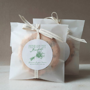 Fresh Off the Market Green Bridal Shower Classic Round Sticker