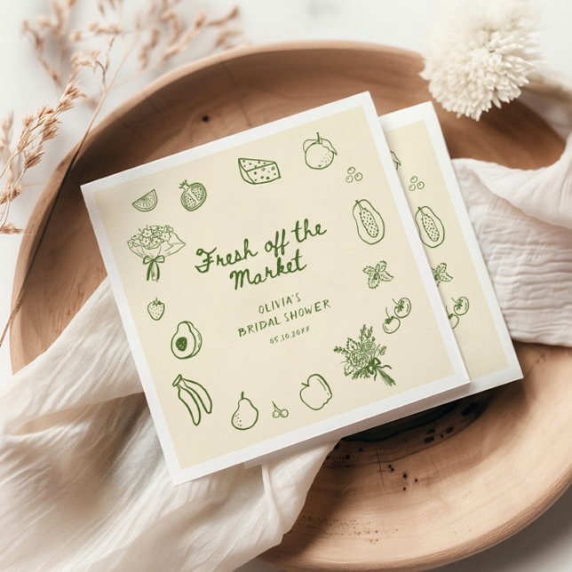 Fresh Off The Market Green Hand Drawn  Napkins (Creator Uploaded)
