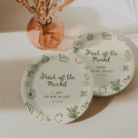 Fresh Off The Market Green Hand Drawn  Paper Plates<br><div class="desc">Celebrate love and new beginnings with our delightful "Off The Market" bridal shower paper plates, inspired by the charm and vibrancy of a farmers market. These unique paper plates are the perfect addition to a joyous gathering, featuring green hand-drawn icons of fresh fruits, crisp vegetables, and beautiful flower bouquets. Each...</div>