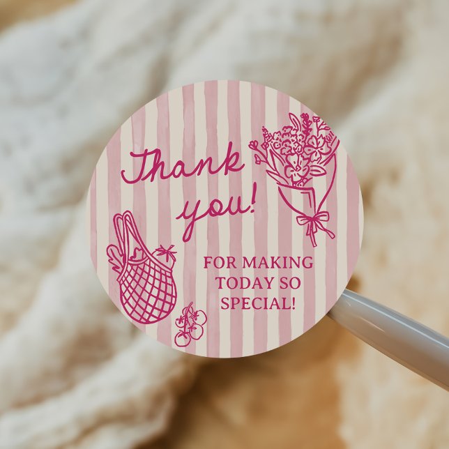 Fresh Off The Market Hand Drawn Bridal Shower Classic Round Sticker (Creator Uploaded)