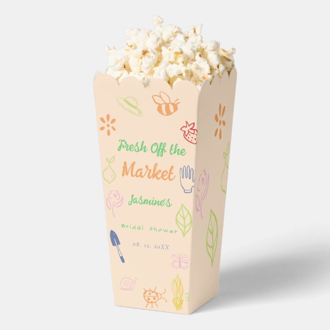 Fresh Off The Market Hand Drawn Bridal Shower Favor Boxes (Popped)