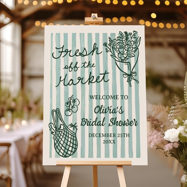 Fresh Off The Market Hand Drawn Bridal Shower Foam Board (Creator Uploaded)