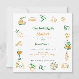 Fresh Off The Market Hand Drawn  Bridal Shower Invitation