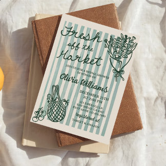 Fresh Off The Market Hand Drawn Bridal Shower Invitation