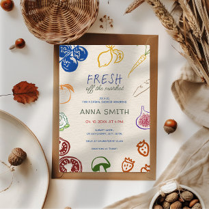Fresh Off The Market Hand Drawn Bridal Shower Invitation