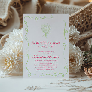 Fresh Off the Market Hand Drawn Bridal Shower Invitation