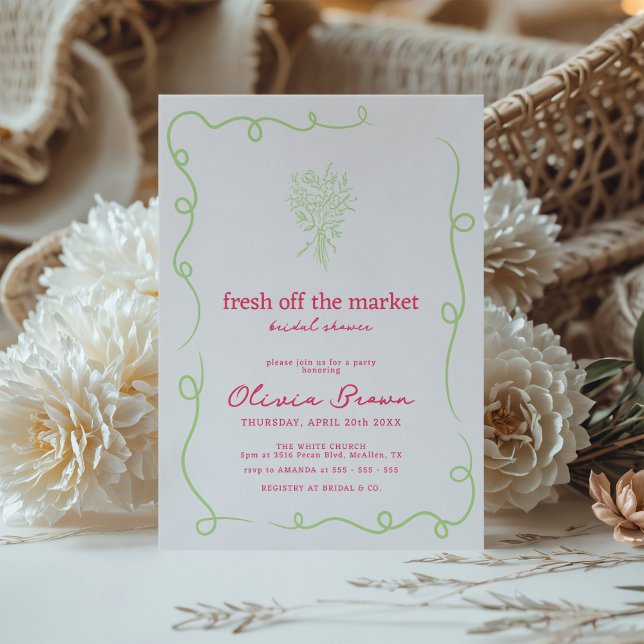 Fresh Off the Market Hand Drawn Bridal Shower Invitation (Creator Uploaded)