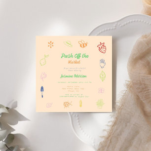 Fresh Off The Market Hand Drawn Bridal Shower Invitation