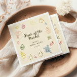 Fresh Off The Market Hand Drawn Bridal Shower Napkins<br><div class="desc">Celebrate love and new beginnings with our delightful "Off The Market" bridal shower napkins, inspired by the charm and vibrancy of a farmers market. These unique napkins are the perfect addition to a joyous gathering, featuring colorful hand-drawn icons of fresh fruits, crisp vegetables, and beautiful flower bouquets. Each illustration bursts...</div>
