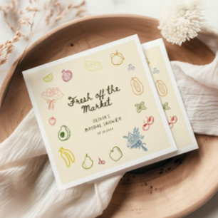 Fresh Off The Market Hand Drawn Bridal Shower Napkins