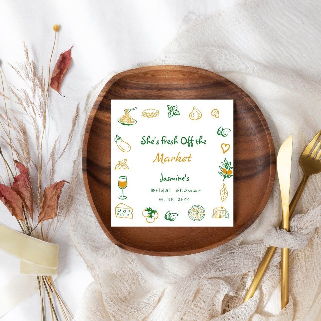 Fresh Off The Market Hand Drawn  Bridal Shower Napkins (Creator Uploaded)