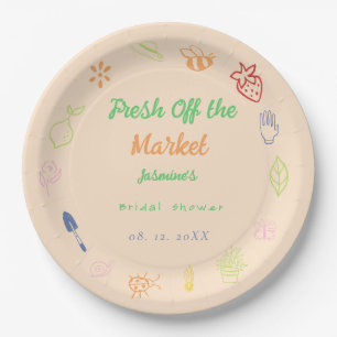 Fresh Off The Market Hand Drawn Bridal Shower Paper Plates