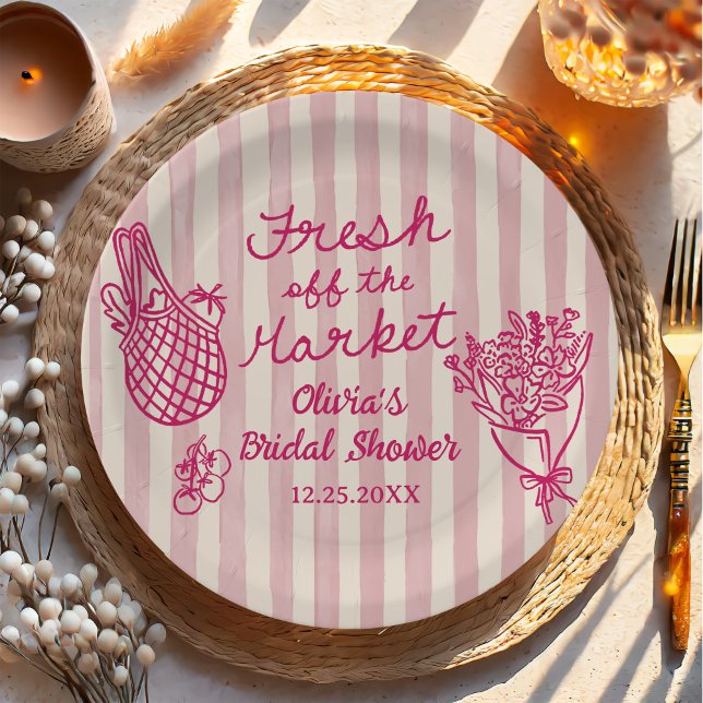 Fresh Off The Market Hand Drawn Bridal Shower Paper Plates (Creator Uploaded)