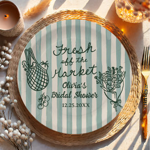 Fresh Off The Market Hand Drawn Bridal Shower Paper Plates