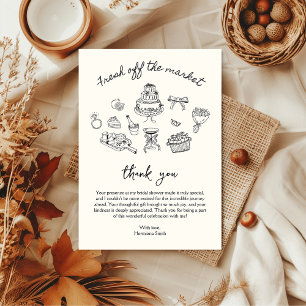 Fresh Off the Market Hand-drawn Bridal Shower Thank You Card