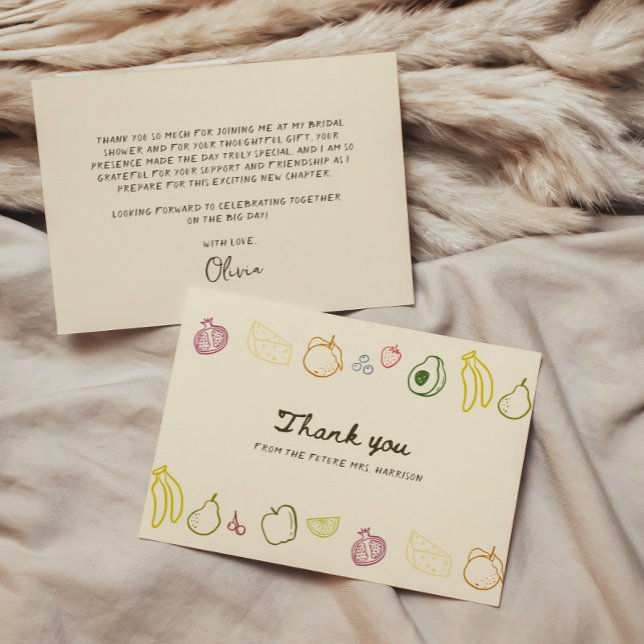 Fresh Off The Market Hand Drawn Bridal Shower Thank You Card (Creator Uploaded)