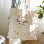 Fresh Off The Market Hand Drawn Bridal Shower Tote Bag<br><div class="desc">Celebrate love and new beginnings with our delightful "Off The Market" bridal shower tote bags inspired by the charm and vibrancy of a farmers market. These unique tote bags are the perfect addition to a joyous gathering, featuring colorful hand-drawn icons of fresh fruits and crisp vegetables. Each illustration bursts with...</div>