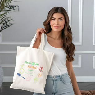 Fresh Off The Market Hand Drawn Bridal Shower Tote Bag