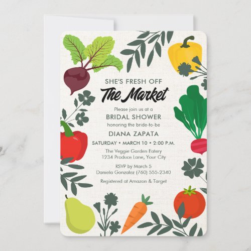 Fresh Off the Market Modern Bridal Shower  Invitation