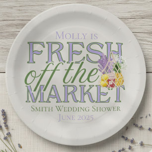 Fresh Off the Market Modern Bridal Shower Paper Plates