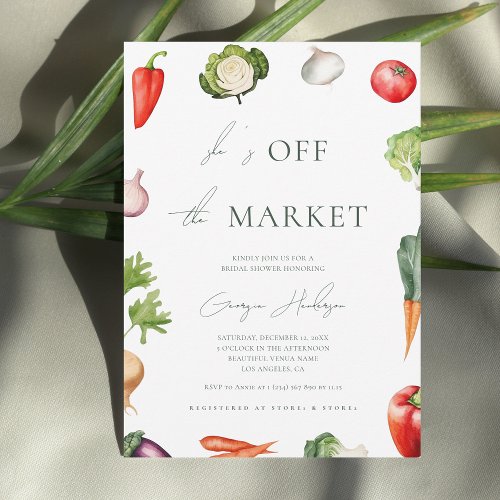 Fresh Off the Market Modern Farm Bridal Shower Invitation