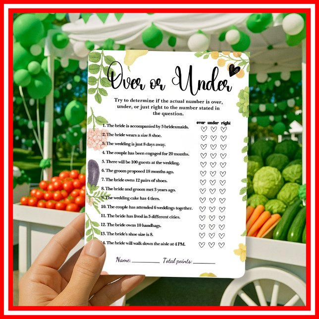 Fresh Off The Market Over or Under Bridal Game (Creator Uploaded)