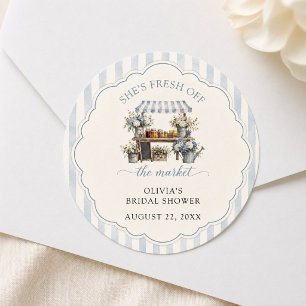 Fresh Off The Market Pastel Colors Bridal Shower Classic Round Sticker