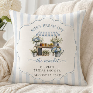 Fresh Off The Market Pastel Colors Bridal Shower Throw Pillow
