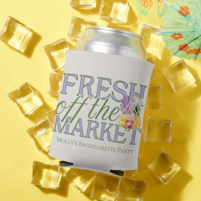 Fresh Off the Market – Personalized Modern Bridal Can Cooler (In Situ Summer)