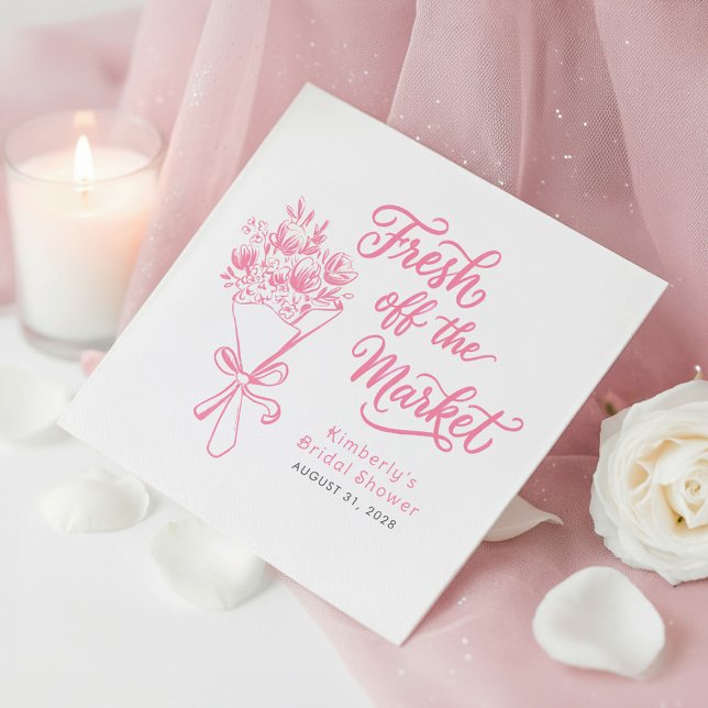 Fresh Off The Market Pink Bridal Shower Napkins (Pink Bridal Shower Napkins Fresh Off The Market)