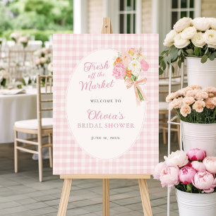 Fresh Off The Market Pink Bridal Shower Welcome Foam Board