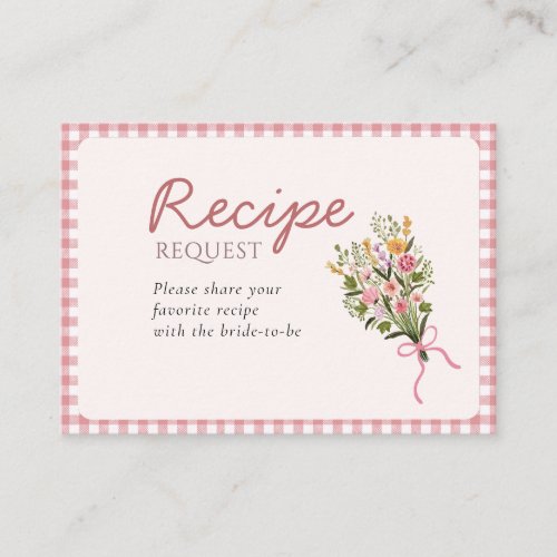 Fresh off the market pink gingham Recipe request Enclosure Card