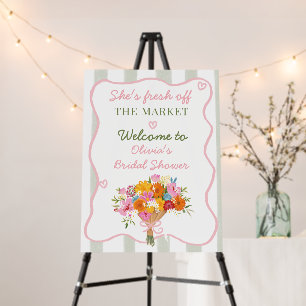 Fresh Off the Market Pink Green Bridal Shower Foam Board
