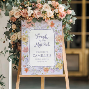 Fresh off the Market Purple Floral Bridal Shower Foam Board
