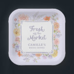 Fresh off the Market Purple Floral Bridal Shower  Paper Plates<br><div class="desc">Bring charm to your bridal shower table with these Fresh off the Market paper plates featuring watercolor purple flowers and elegant script. Perfect for a farmers market bridal shower,  spring garden party,  or rustic bride-to-be celebration.</div>